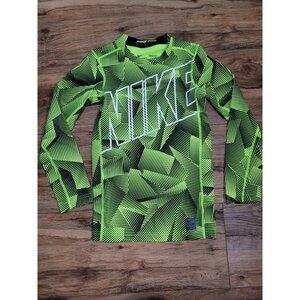 Nike Pro Combat Hyperwarm Shirt Boys Large Volt Dri-FIT Compression Long Sleeve